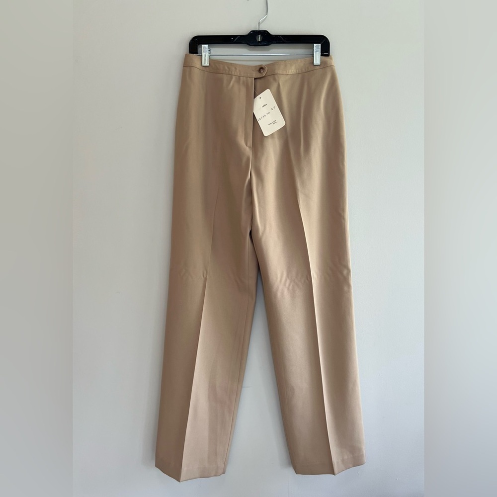 Chris Allen Paris Vintage 100% Wool Wide Leg Trouser Pants, Khaki/Tan, 14/46